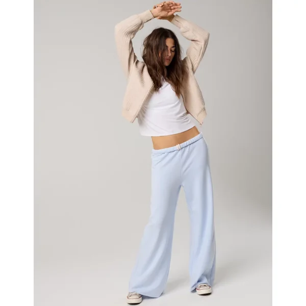 OFFLINE By Aerie OTT Fleece Super Wide Leg Pant - Eyelet Blue