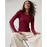 OFFLINE By Aerie Thumbs Up Fitted Ribbed T-Shirt - Deep Cherry