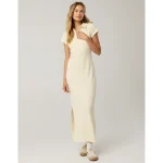 OFFLINE By Aerie Thumbs Up Heavyweight Polo Maxi Dress - Natural Yellow