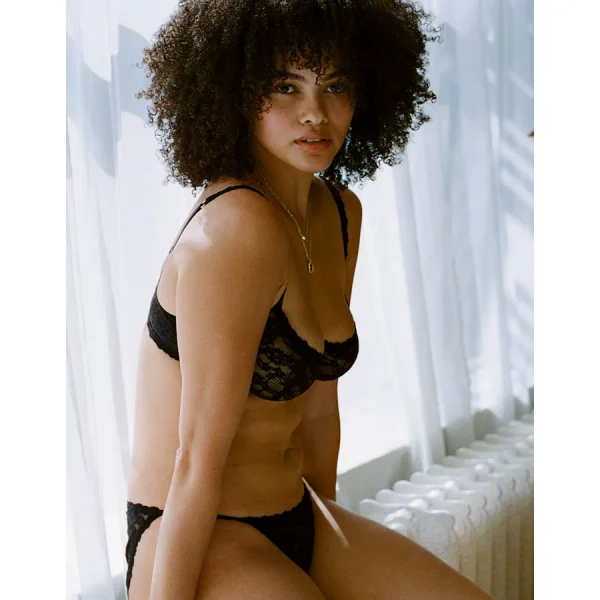 Show Off Vintage Lace Unlined Balconette Bra - True Black