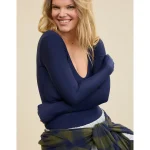 SMOOTHEZ Long Sleeve Plunge Bodysuit - Navy