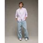 AE Everyday Relaxed Fit Poplin Button-Up Shirt - Lilac Ice