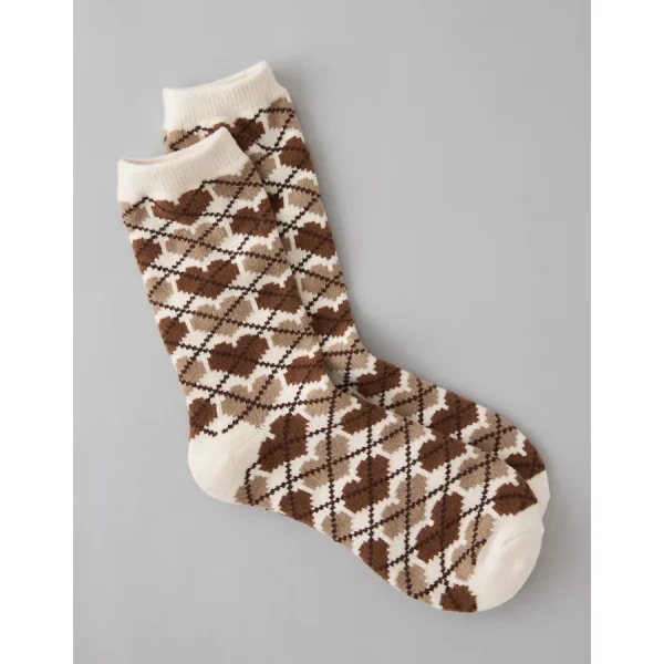 AE Hearts Crew Socks - Brown