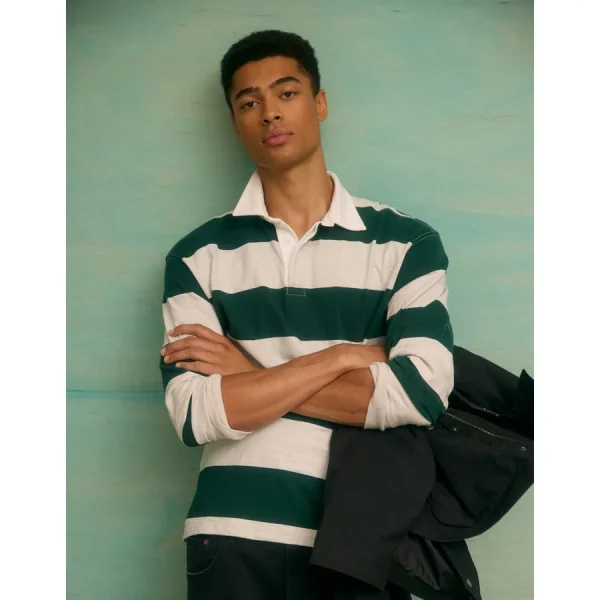 AE Long Sleeve Boxy Rugby Polo Shirt - Green