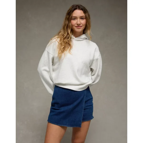 AE Next Level High-Waisted Denim Mini Wrap Skort - Dark Wash