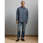 AE77 Premium Relaxed Linen Button-Up Shirt - Blue