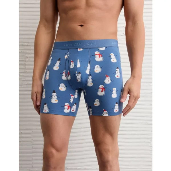 AEO Men's Naughty Snowman 6" Classic Boxer Brief - Blue