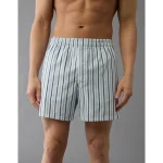 AEO Men's Striped Poplin Pocket Boxer Short - Blue