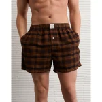 AEO Plaid Stretch Pocket Boxer Short - Brown
