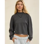 Aerie Cozy Mock-Neck T-Shirt - Smoked Gray