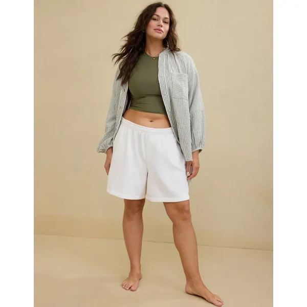 Aerie Long Fleece Short - White