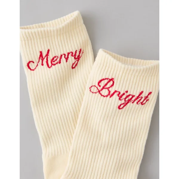 AE Bright & Merry Crew Socks - Cream