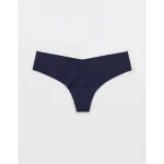 SMOOTHEZ No Show Thong Underwear - Navy