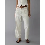 AE Linen-Blend Stovepipe Crop Trouser - Cream