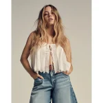 AE Pintuck Tie Front Cami - White