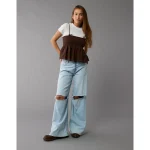 AE Smocked Babydoll Bow Tank Top - Chocolate