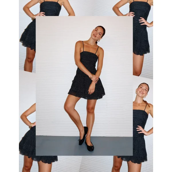 AE Strapless Drop Waist Ruffle Mini Dress - Multi