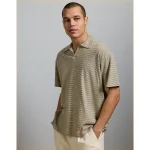 AE77 Premium Linen-Blend Polo Shirt - Khaki