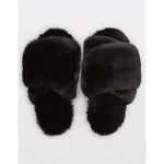 Aerie Fur Slides - Black Magic
