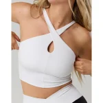 OFFLINE By Aerie Real Me XTRA Criss Cross High Neck Sports Bra - White
