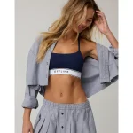 OFFLINE By Aerie The Hugger Logo Elastic Sports Bra - Royal Navy