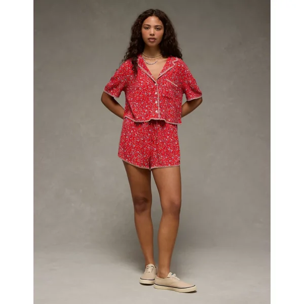 AE High-Waisted Floral Dolphin Hem Short - Berry