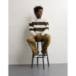 AE Long Sleeve Boxy Rugby Polo Shirt - Soft Oat