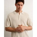 AE Pique Sweater Polo Shirt - Oatmeal Heather