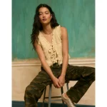 AE Tie-Front Smocked Tank Top - Yellow