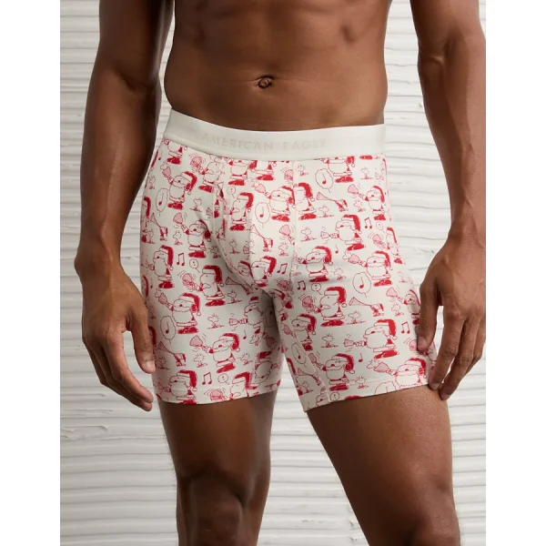 AEO Men's Snoopy Santa 6" Classic Boxer Brief - Red