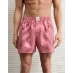 AEO Stretch Plaid Classic Boxer Short - Red
