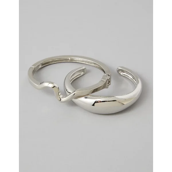 AEO Wave Hinge Bracelet 2-Pack - Silver