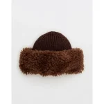 Aerie Curly Fur Pillbox Hat - Deep Earth