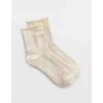 Aerie Rolled Edge Pointelle Quarter Socks - Cream