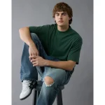 AE Boxy Sueded Jersey T-Shirt - Green