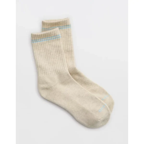 OFFLINE By Aerie Crew Socks - Eyelet Blue