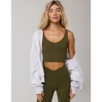 OFFLINE By Aerie Real Me Low Key Longline Sports Bra - Military Green