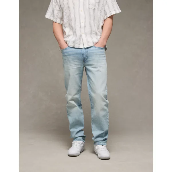 AE EasyFlex +TENCEL™ Fibers Relaxed Straight Jean - Indigo Skylight Destroy